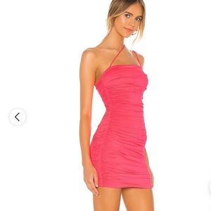 Sierra Ruched Mini Dress in Neon Pink